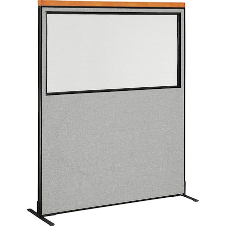 Global Industrial 60-1/4W x 97-1/2H Deluxe Freestanding Office Partition Panel with Partial Window, Gray 695794WFGY